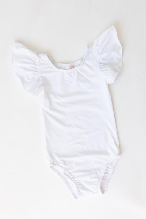 white-s-s-flutter-sleeve-leotard Mila &  Rose - Sophia's Style--3T--4